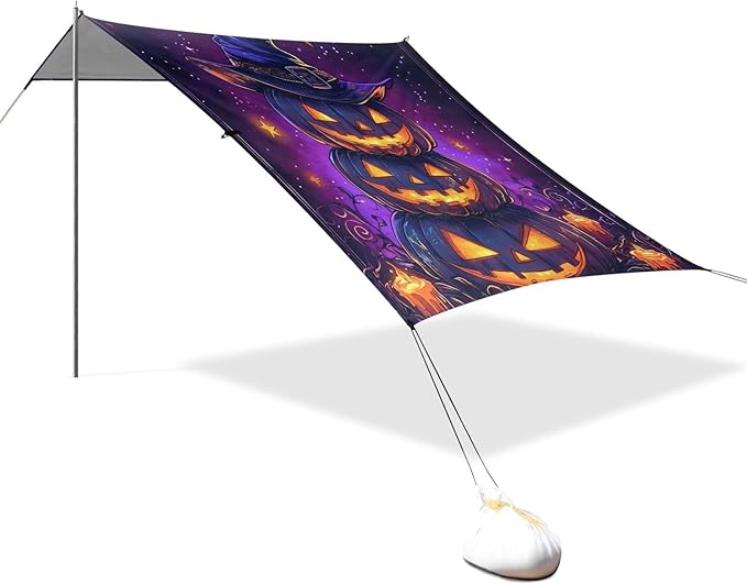 ALAZA Three Pumpkins Beach Tent Sun Shelter Portable Canopy Sunshade for Outdoor Camping Picnics Backyard Fun 10x9 ft