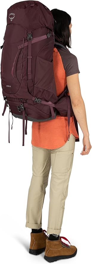 Osprey Kyte 58L Women's Backpacking Backpack - Hiking &amp Camping Bag with Waterproof Raincover Rocky Brook Green Medium/Large