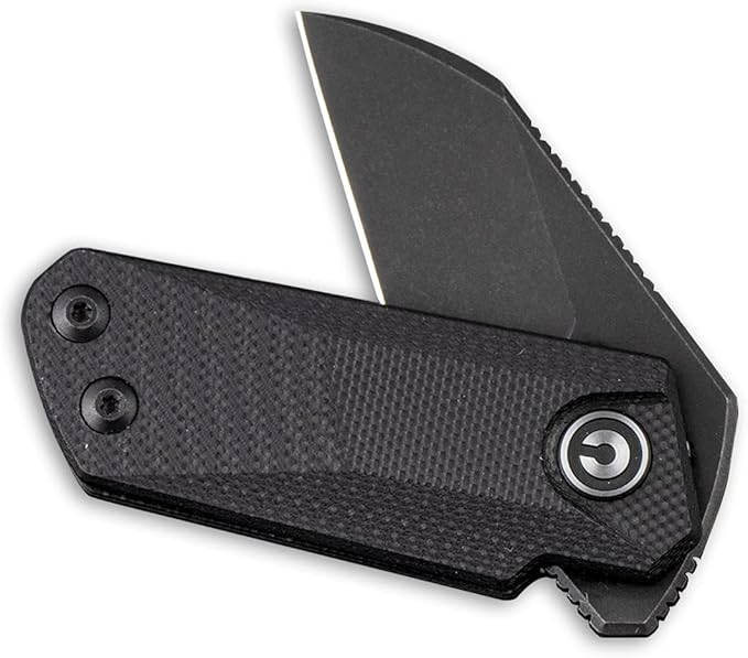 CIVIVI Ki-V Front Flipper Pocket Knife Double Detent Slip Joint Small Folding Knife with Deep Carry Pocket Clip For Easy EDC C2108B (Black)