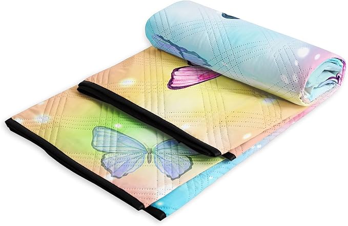 Outdoor Picnic BlanketPortable Ultrasonic Waterproof Picnic MatColorful Butterfly Printed Camping Beach Mat for Sand and Wet Grass Hiking (Butterfly S)