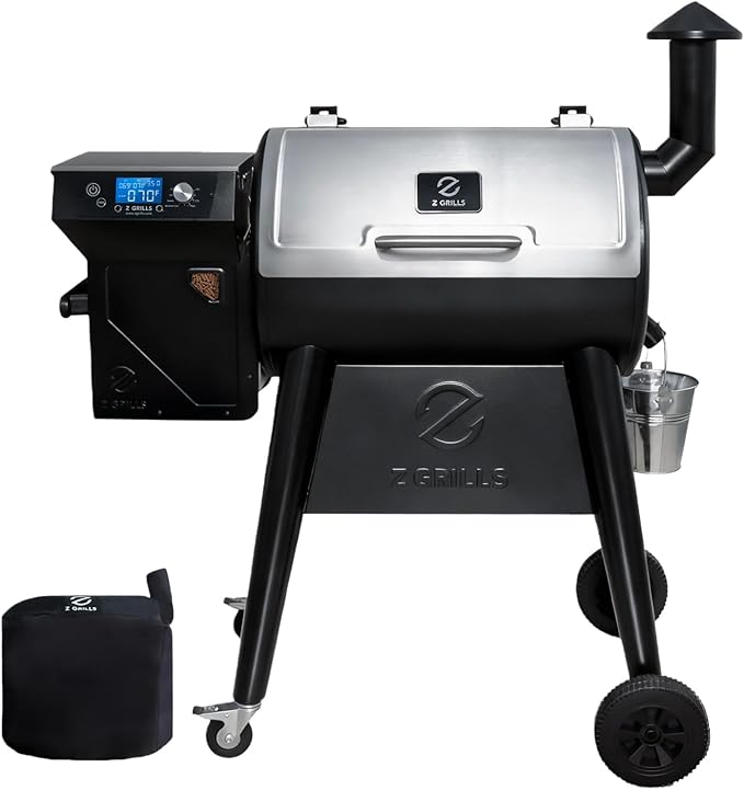 Z GRILLS Electric Wood Pellet Grill Smoker with PID 3.0 Controller 450°F Max Temperature 8-in-1 Outdoor Grill &amp Smoker 459 Square Inches Cook Area Meat Probes Rain Cover (450E PRO)
