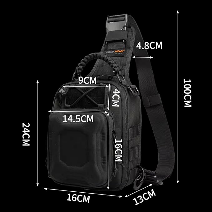 Tactical Hard-Shell Chest Pack men's multi-functional single-shoulder crossbody bag for outdoor cycling water-resistant (gray)