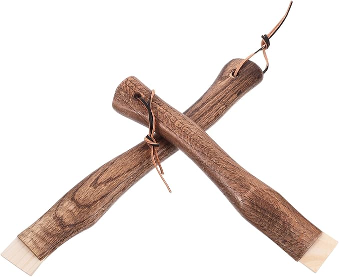 LALAFINA 2pcs Wooden Axe Handles Replacement Short Curved Handles for Hatchet Hammer Hanging Solid Wood Construction