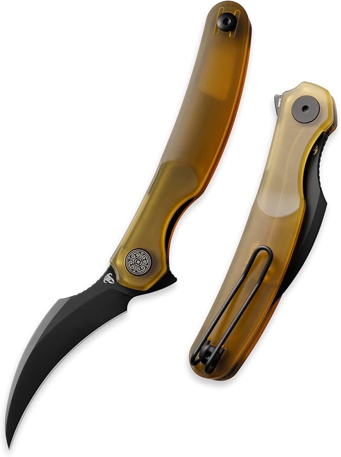 Mantis Flipper Pikal Knife2.52 ELMAX Blade Folding Knife PVD ProcessingYellow Ultem Handle 4.2 EDC Pocket Knife (Yellow-Black PVD)