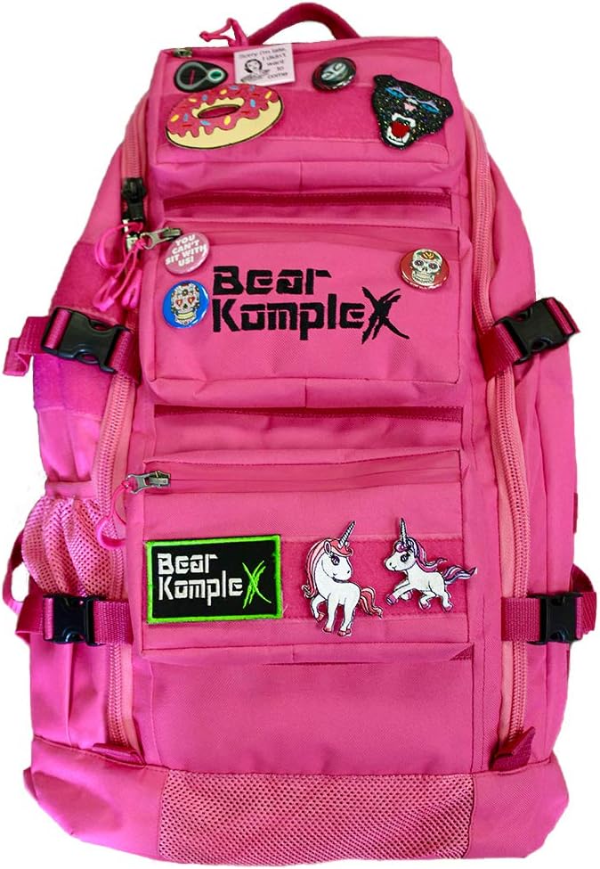 Bear KompleX Military Grade Tactical Backpack - Military Backpack Storage Organization Multiple Compartments Compression Straps MOLLE Webbing 1000 Denier Nylon Water Repellent Coating - 50L Pink