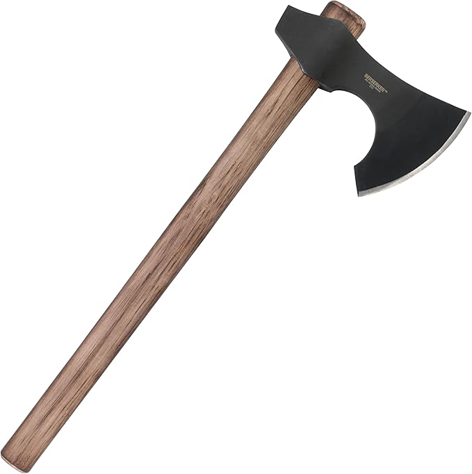 CRKT Berserker Axe: Two Handed Outdoor Axe Forged 1055 Carbon Steel Blade Hickory Handle 2736