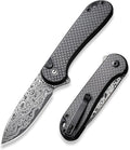 CIVIVI Elementum II Pocket Folding Knife 2.96 Damascus Blade Utility Knife with Deep Carry Pocket Clip for EDC C18062PB-DS1