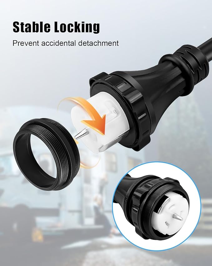 5 FT NEMA L14-30P to SS2-50R Power Cord Adapter with Locking Ring 30A 120V/240V 4 Prong L14-30P Locking Connector Male to 50A SS2-50R Female Power Adapter for RV Marine Boat Camper Generator