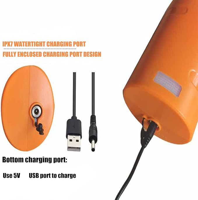 A/orangePortable camping shower comes with a rechargeable IPX7 electric pump LED lighting function hook and suction cup two fixed shower modes suitable for camping and traveling