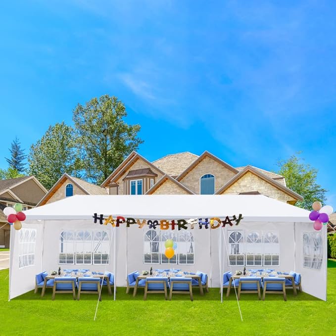 Outdoor Gazebo Canopy Wedding Party Tent Camping Shelter Commercial Instant Shelter Waterproof Tent with Removable Side Walls (10'x30' Five Sides)