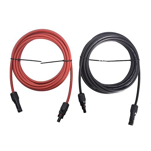 WFLNHB 15FT 10AWG Black + Red 10 Gauge Solar Panel Extension Cable Wire with Female and Male Connector Solar Connector