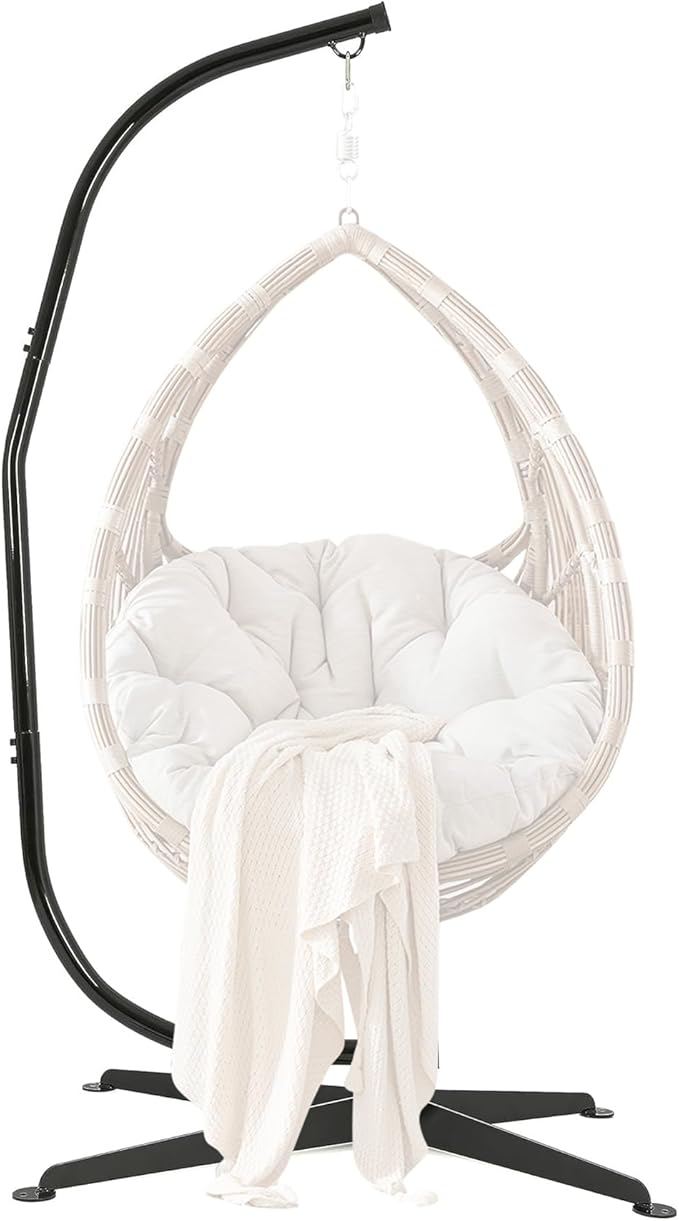 ECOTRIC Hanging Hammock Chair Stand Swing Chair Stand for Indoor/Outdoor C-Type Porch Swing Hanging Chair 330LBS Capacity Heavy Duty Steel Black (Stand Only)
