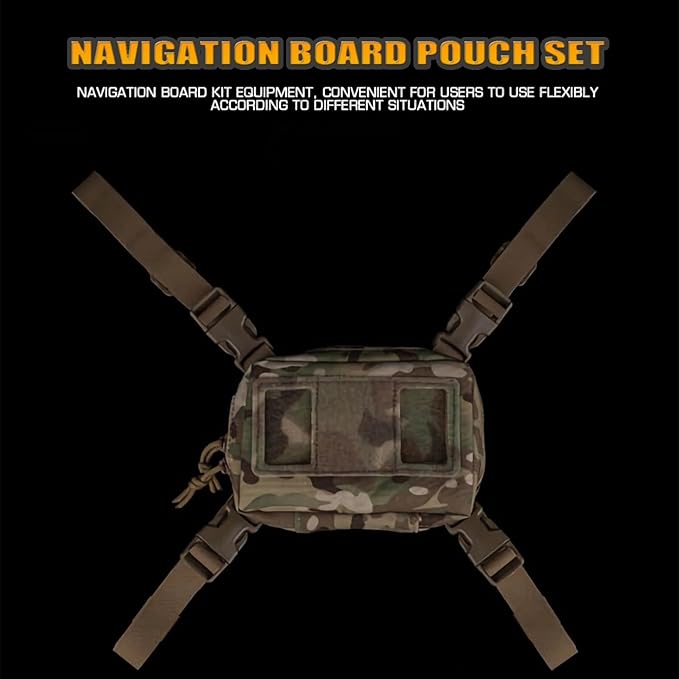 Tactical Phone Chest Mount with Universal Molle Pouch Chest Vest Rig Bag Pack Molle Foldable Navigation Universal Phone Holder Board for Hunting