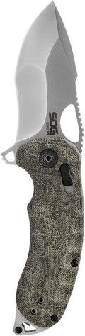 SOG Kiku Quick-Opening Sharp Ambidextrous Pocket Folding Knives with Linen Micarta Handle | CTS XHP Steel XR Lock