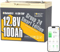 Power Queen 12V 100Ah Batería de Litio Bluetooth Group24 LiFePO4 Protección contra bajas temperaturas100A BMS1280Wh de EnergíaHasta 15000 Ciclos para RV Motor para curricán BarcoSolarOff-grid