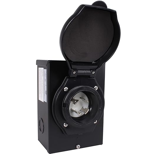 30A/50A Power Inlet Box for Generator Journeyman-Pro ETL Listed w/Waterproof CoverL5-30PTT-30PL14-30PSS-2-50P | 30 or 50 Amp 125/250V | for 3 or 4 Prong Extension Cord (L14-30P-BLACK)
