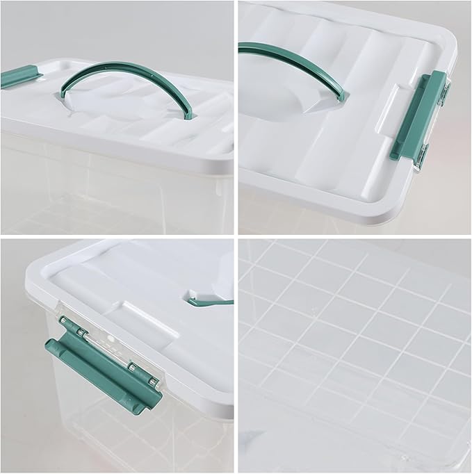 14 Quart Plastic Storage Bins with Lids 6-Pack Stackable Clear Storage Organizing Box with Handle