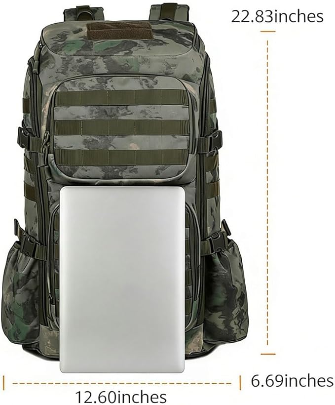 LINGYUE Tactical Backpack Bagpack Waterproof Large Capacity Outdoor Hiking Breathable Padded 14 Laptop Compartment For Camping Travel Trekking(C)
