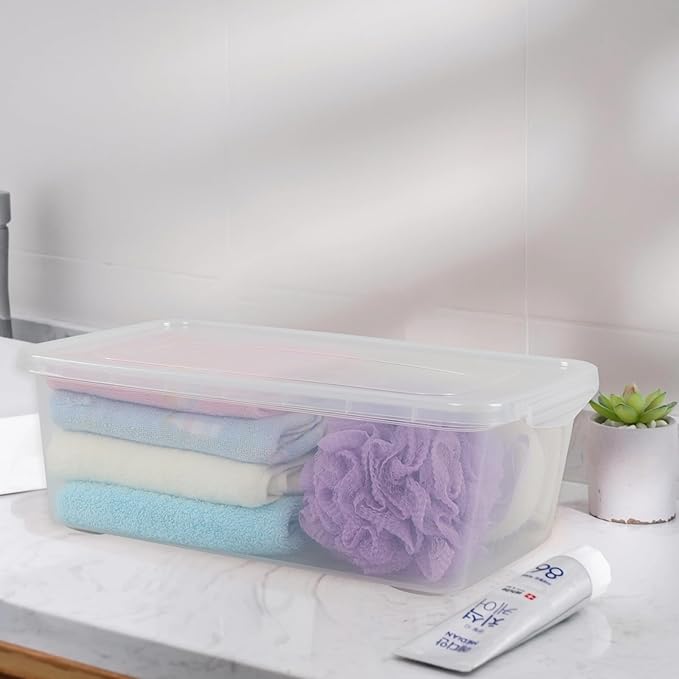 Farmoon 14 Quart Clear Storage Bin Plastic Latch Containers/Boxes with Lid 4 Packs