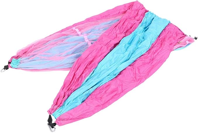 260x140cm Lightweight Outdoor Mosquitoes Net Hammock Camping Swing with Rollover Prevention(260cm-Pink and Sky Blue)