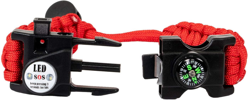 Deco Gear 2-Pack Tactical Emergency Bracelet with SOS LED Light Knife &amp More - Black &amp Red