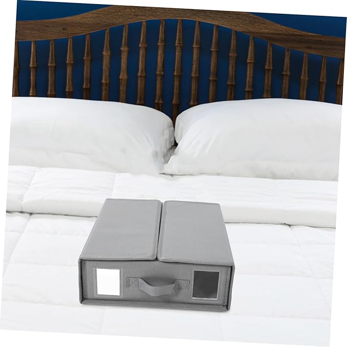 STOBAZA Foldable Bed Sheet Organizer for Blankets Lightweight Storage Bin with Zipper Closure for Wardrobe and Closet Organization Space-saving Container Grey Oxford