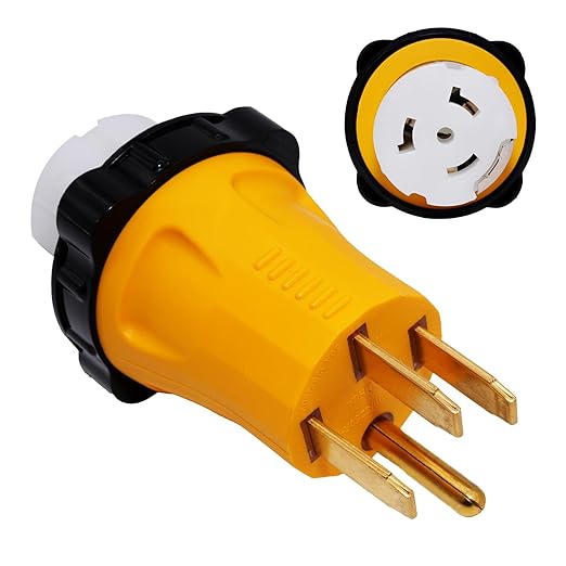 NEMA 14-50P to SS2-50R RV Generator Adapter Plug Twsiting Locking 50 Amp 14-50P to SS2-50R Shore Power Adapter 125/250V for 50A Transfer Switch Power Inlet Box RV Camper ETL Listed