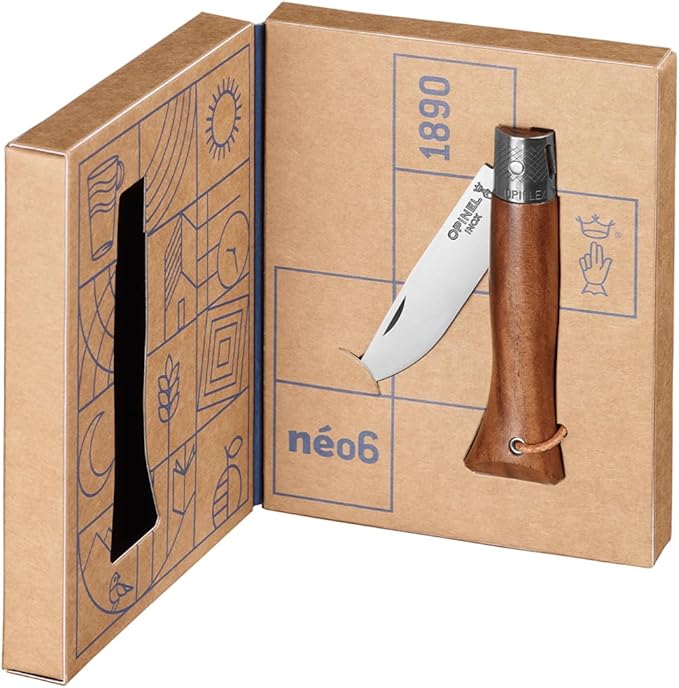 OPINEL NEO6 Folding Non-Locking Pocket Knife OPIFLEX Intuitive Design EDC Folder Wood Handles 2.75 in. Blade (Walnut)