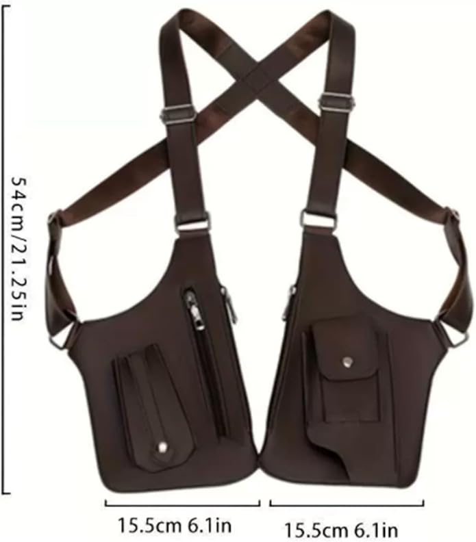 Secure 2pcs Medieval Leather Harness Holster Bag Hidden Anti-theft Wallet &amp Phone Pouch