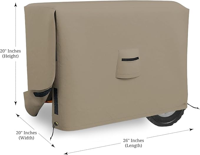 Covers &amp all Outdoor Generator Cover 12 Oz Waterproof UV &amp Weather Resistant Universal Portable Equipment Machinery Storage Protector with Air Vents Velcro &amp Drawstrings (26L x 20W x 2