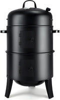 TCFUNDY 32 Vertical Charcoal Smoker Grill Heavy-Duty BBQ Grill with Built-in Thermometer 3 in 1 Grill and Smoker Portable Meat Cooker with Air Vent for Outdoor Barbecue Cooking