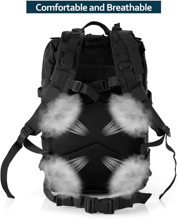 50L Sturdy Nylon Waterproof Fishing Hunting Backpack Outdoor Military Rucksacks Tactical Sports Camping Hiking Bags (Black)