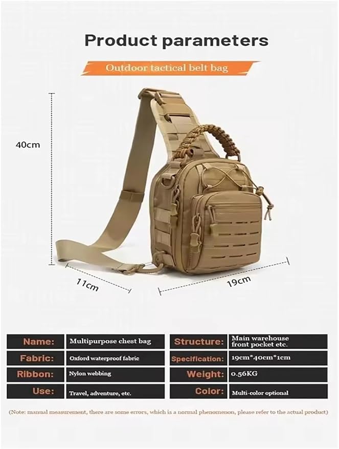 Genérico Compatible For Military Tactical Backpack Shoulder Bag Chest bag Men Outdoor Hiking Camping(Black color)