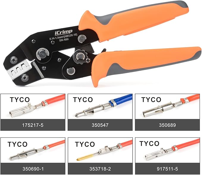 iCrimp SN-48B Pin Crimping Tools 3.96/4.8/5.08/6.3 mm 26-16AWG Crimper 0.14-1.5mm² for Dupont &amp JST-SM Molex Connectors and Terminals