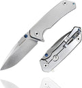 SANRENMU SRM 9008 Outdoor Folding Knife 12c27 Blade Hiking Adventure Camping Picnic Wilderness Survival Hunting Fishing EDC Portable Folding Knife (9008（Silver）)