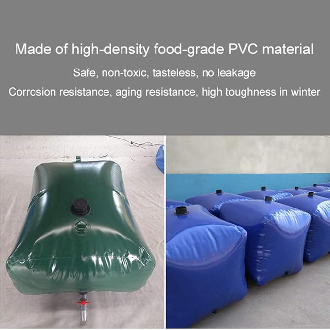 TCHAU PVC Container Portable Capacity Storage Tank Flexible Tank with Shut-Off Valve Cylindrical Water Bag is Thickened and Foldable When Going Out in The Field Car Water Bladder Transportation Large