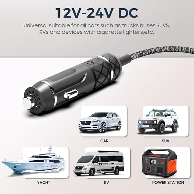 KFD 12V/24V Cigarette Lighter XT60 Car Charger Plug for Ecoflow Delta/River/River 2 Series Bluetti EB55 Anker 757/767 Power Station Solar Generator ECOFLOW Wave 2 Air Conditioner XT60 DC Adapter Cord