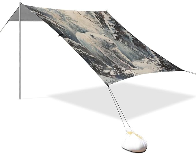ALAZA Snowy Forest Scen Bear Beach Tent Sun Shelter Portable Canopy Sunshade for Outdoor Camping Picnics Backyard Fun 10x9 ft