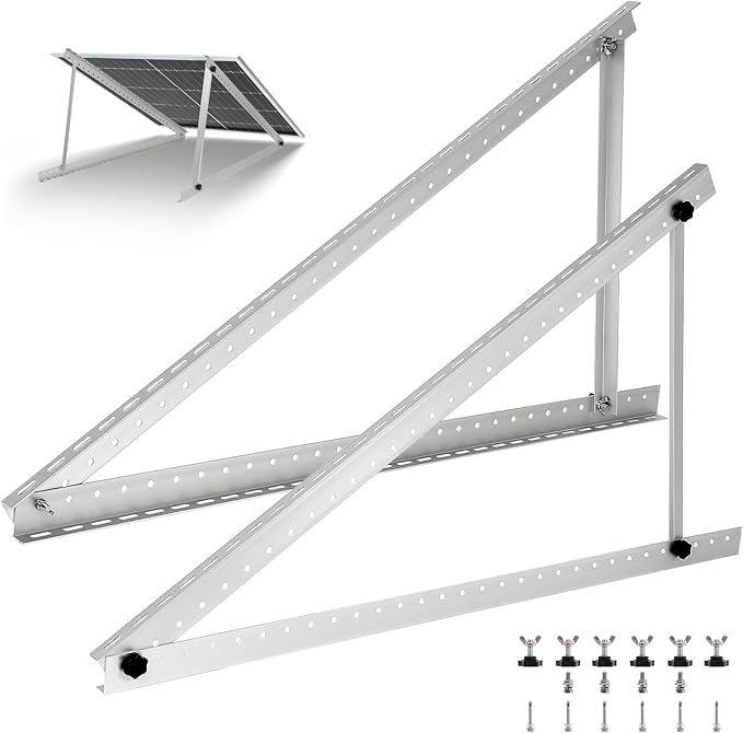 GCCSJ Solar Panel Mounting Brackets 1 Set 45in Solar Panel Mount Brackets Adjustable Solar Panel Tilt Mount Brackets Suitable for 100-400 Watt Solar Panel Stand for Roof RV Boat and Off-Grid