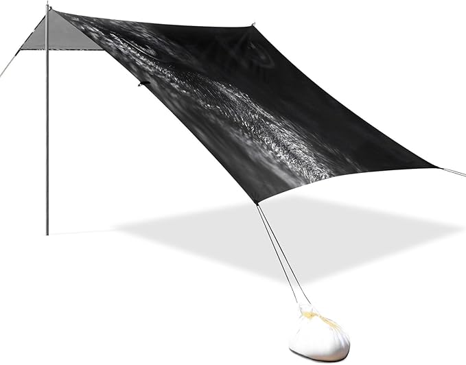 Hunting Wolf Eyes Beach Tent Sun Shelter Set UPF50+ UV Protection 10.5 x 9.19 FT Camping Shade Canopy with Sandbags Sand Anchors Carrying Bag and Others