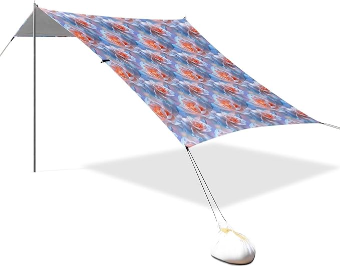 ALAZA Dreamy Rose Flowers Abstract Beach Tent Sun Shelter UPF50+ Protection Beach Shade Canopy w/ 4 Sandbags for Outdoor Camping Fishing Backyard Fun Picnic 10x9 ft