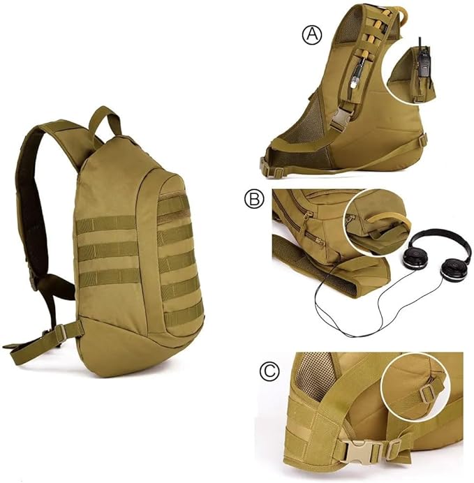 Tactical Backpack 14 Inches Crossbody Laptop Chest Bag Single Shoulder Rucksack Hiking Pack for Outdoor(DD)