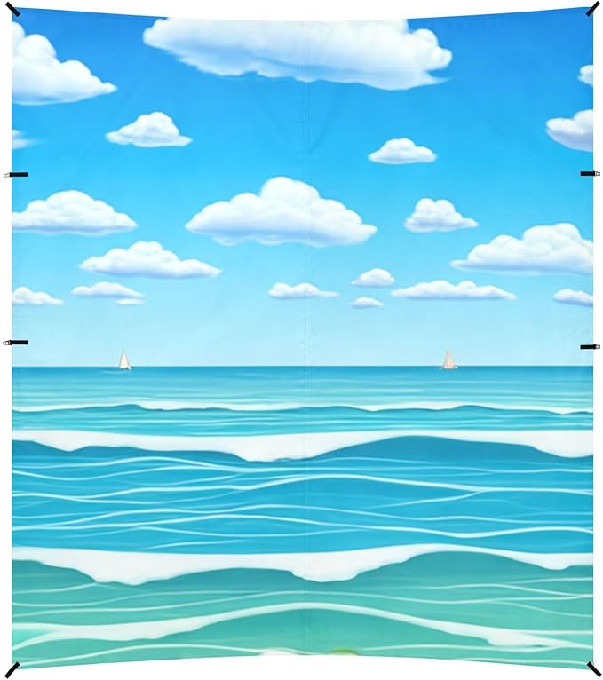 Beach Canopy with Windproof Ropes &amp Sandbags Beach Tent Sun Shade Sun Shelter for Camping Trips Fishing Backyard Fun or Picnics Waves