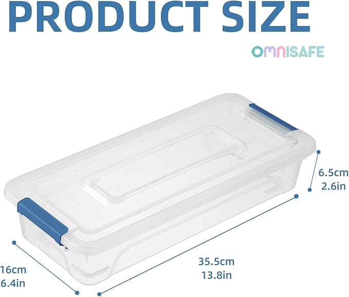 Plastic Storage Bin with Lid Stackable Design Clip Box for Crafts Supplies and Office Items Container (8 Pack 4 Quart Blue)