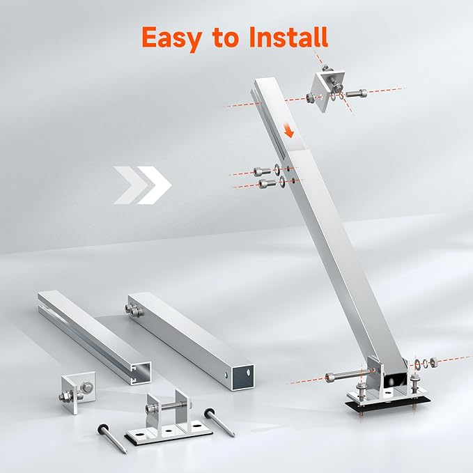 RICH SOLAR Adjustable Solar Panel Tilt Mount Brackets Support up to 300 Watt Solar Panel for Roof RV Boat and Any Flat Surface for on-Grid/Off-Grid Systems