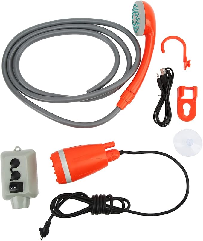 Portable Shower USB Rechargeable Outdoor Shower with 2200MAH Lithium Battery and 2.5L Min Flow Rate for Camping Hiking Traveling Pet Cleaning Car Washing