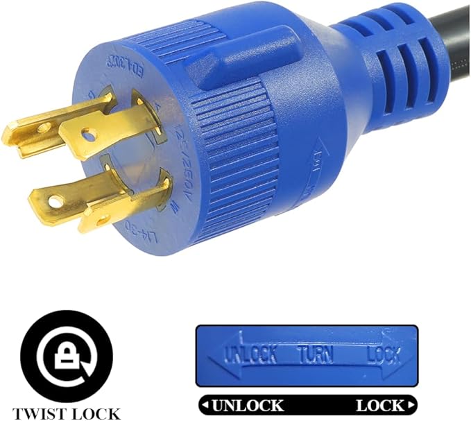 30 Amp to 50 Amp RV AdapterGenerator Plug 4 Prong 30 Amp Power to 50 Amp RVNEMA L14-30P to 14-50R RV Electrical Cord AdapterPlug Adapter Load Up to 30 Amp 250V 7500W 10/3 AWG 12 inch(4 Prong30M50F)
