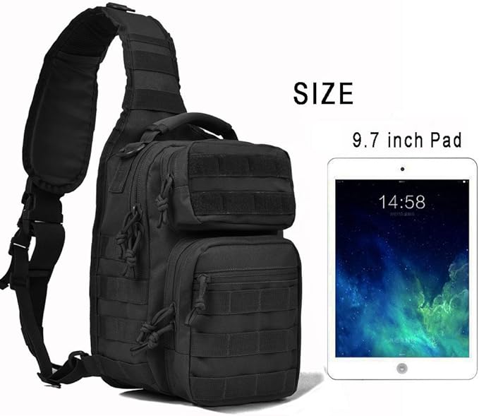 REEBOW GEAR Tactical Sling Bag Pack Rover Shoulder Sling Backpack Molle Range Bag Everyday Carry Bag Day Pack Small Black