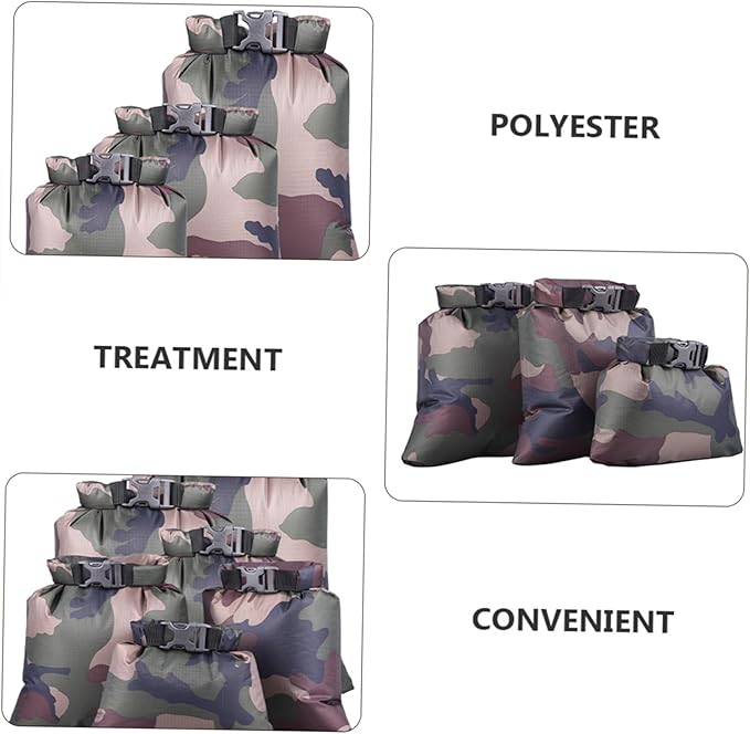 KOMBIUDA 6pcs Moisture Storage Bag Gear Bag for Camping Boating Canoeing Water-resistant Glue and Fasteners