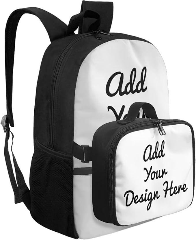 Custom Bookbag with Name Personalized Backpack with Lunch Box for Men Large Capacity School Bag for Office Work Outdoor Travel Casual Daypack